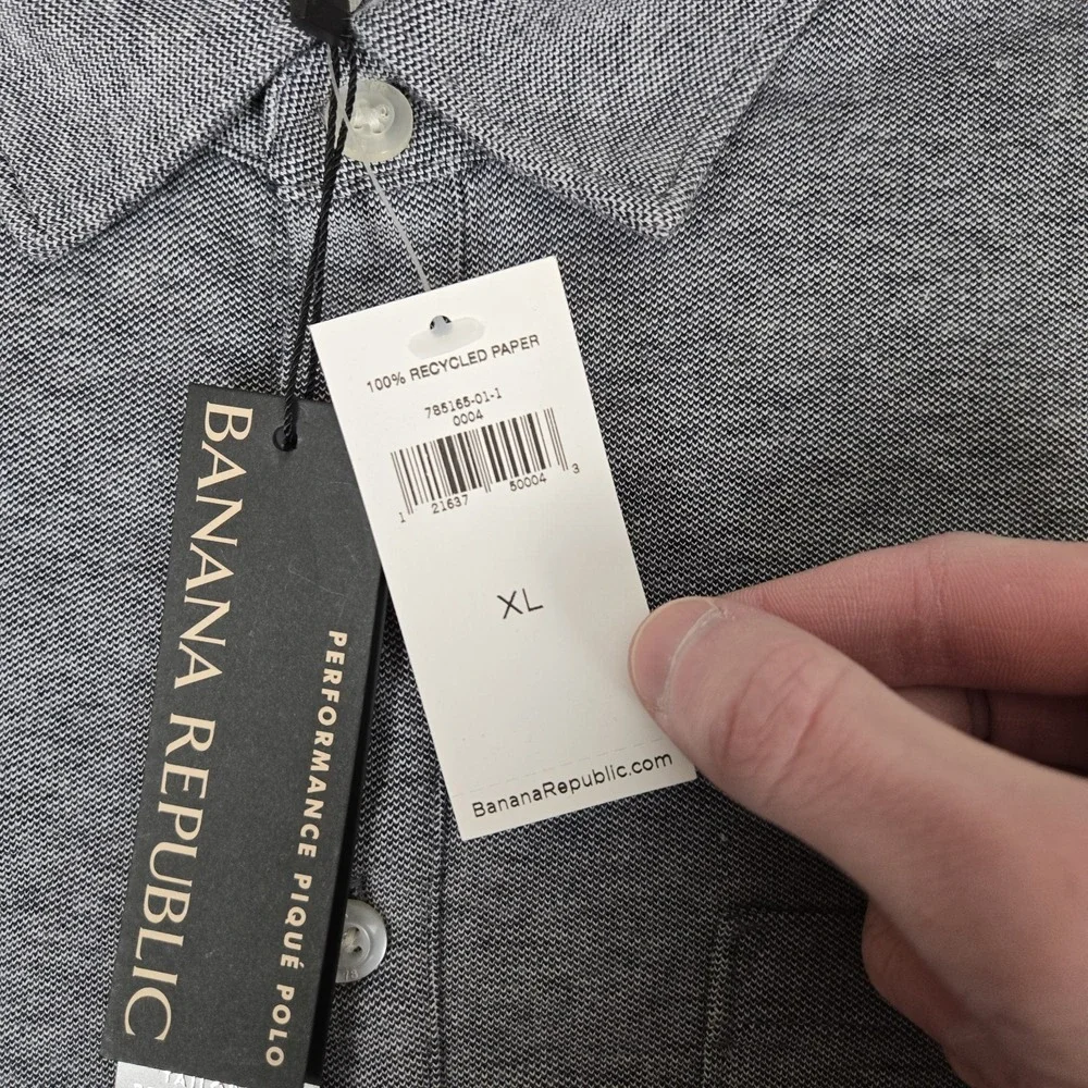 Banana Republic Shirt Performance Pique Polo Mens XL Gray Casual‎ Pocket NWT